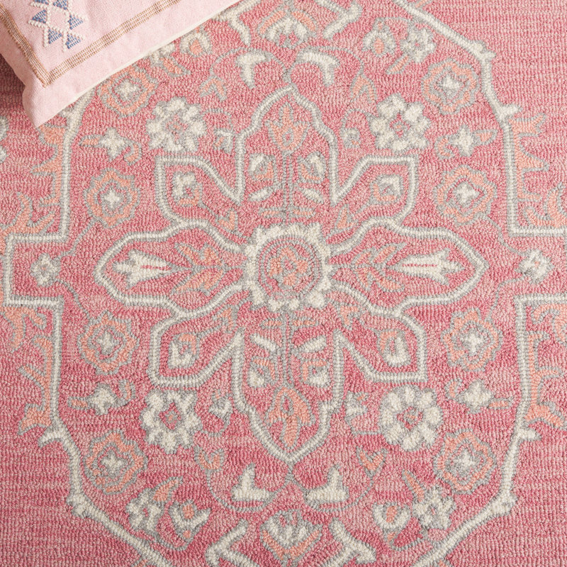 Ivory Hand-knotted Wool Rectangular Area Rug, 5' x 8'