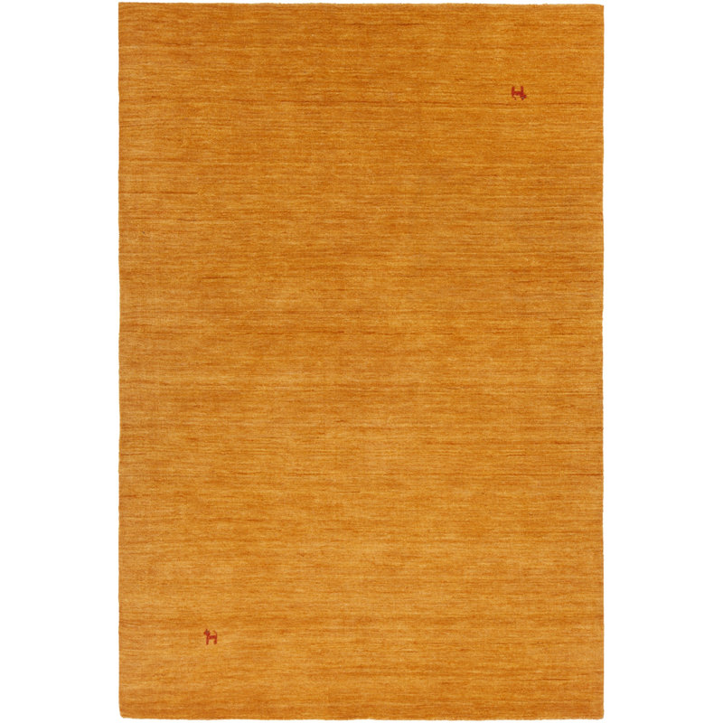 Tapis doré en laine noué à la main Stockstill, Rectangle 5 pi x 7 pi 6 po