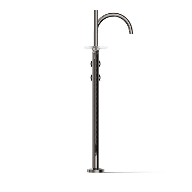 Components Floor-Mount Bath Filler Trim, Wheel Handle, Silver