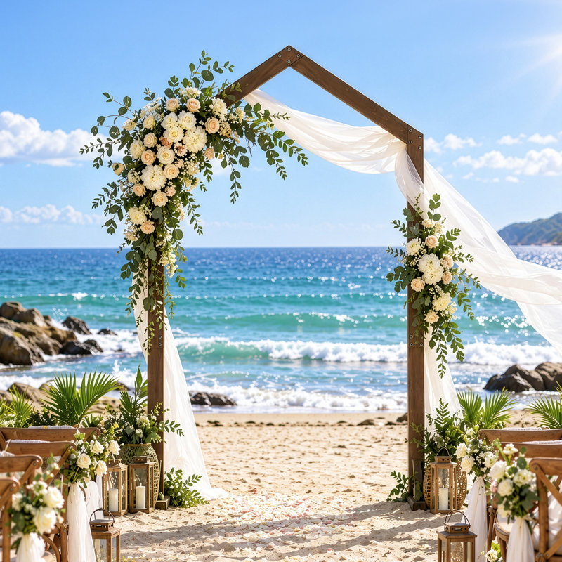 Arche de mariage Winado en bois massif de 2,13 m (7 pi) à pointe, idéale pour les cérémonies et les fêtes.