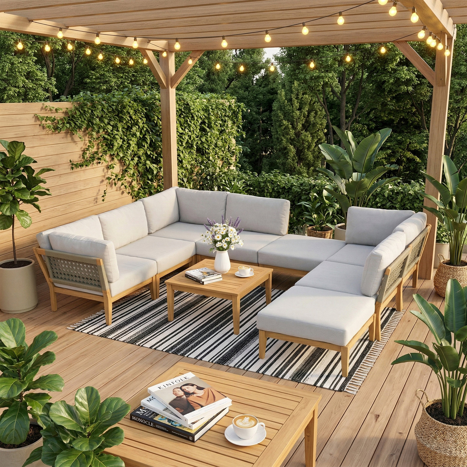 Rosanne 9 Piece Teak Seating Group with Cushions