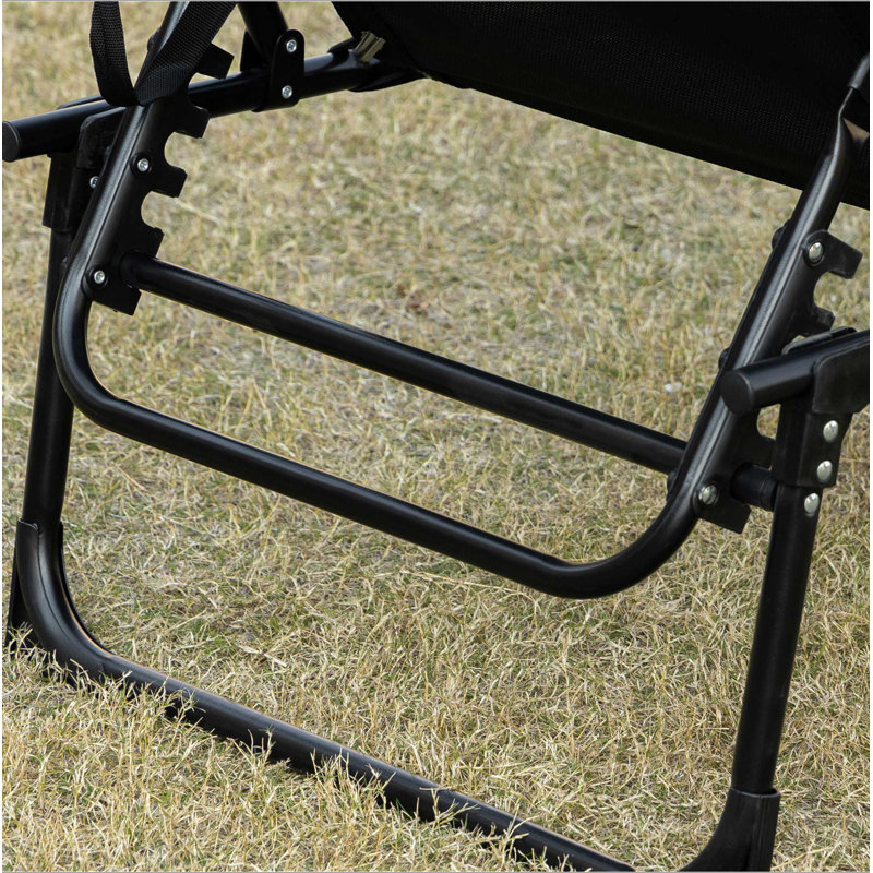 Méridienne inclinable Outsunny, méridienne portable, lit de camp pliable, avec dossier réglable et coussin amovible, pour patio, jardin, plage