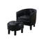 Fauteuil d'appoint moderne en similicuir noir avec des pieds propres, des accoudoirs roulés doux, un dossier confortable et un dossier de style, de la mousse de soutien, une option de siège fonctionnel en plastique simple