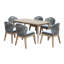 Ensemble repas d'extérieur en bois d'acacia pour 6 personnes avec coussins 7 pièces Daveney - Table de patio rectangulaire avec chaises tissées et trou pour parasol - Gris-633118465