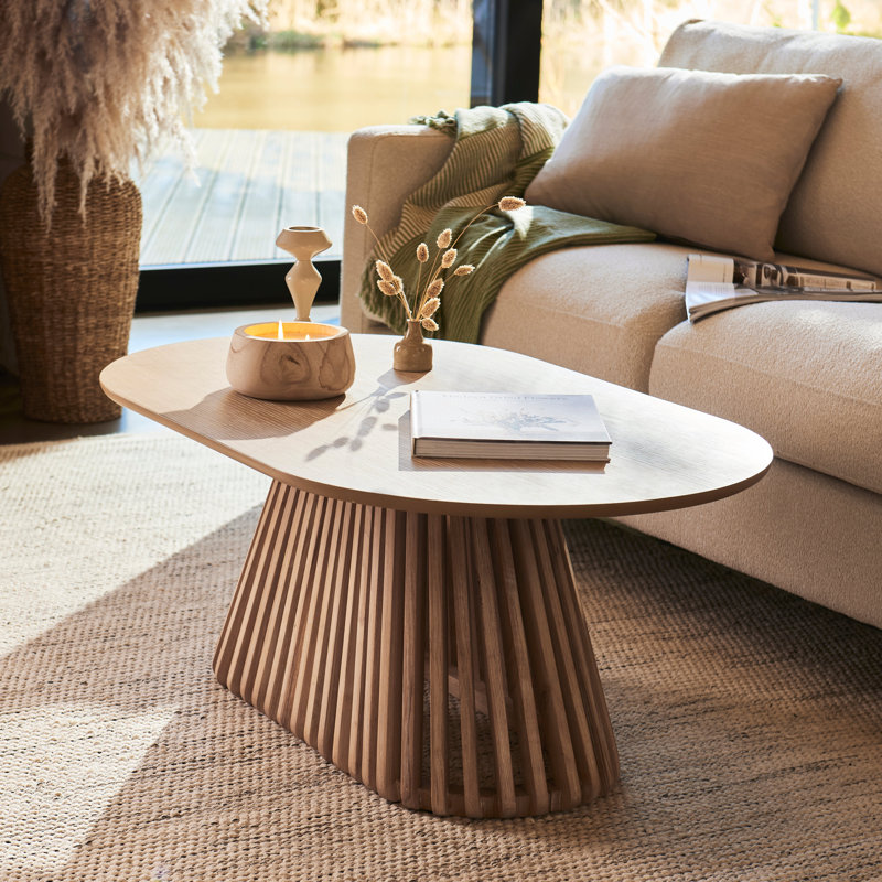 Hopley Black Oval Coffee Table, Beige