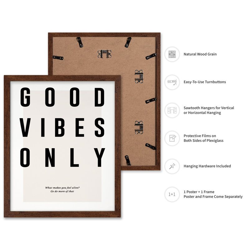 Good Vibes Only No2, Affiche, H 11 po x l 14 po, Encadrement brun