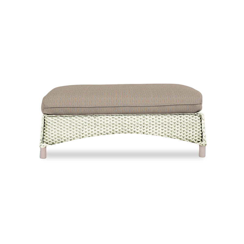 Mandalay Outdoor Ottoman, White, Demo Oatmeal