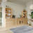 Kitchen Pantry Cabinet With Tempered Glass Doors And Open Shelves, Storage Bookshelf With Drawers (B+E+G+C)