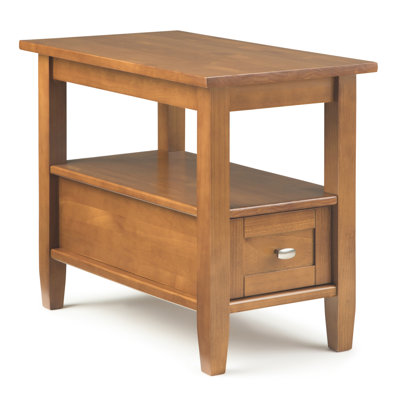 Warm Shaker Solid Wood End Table with Storage Drawer