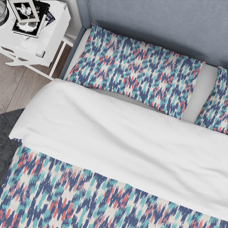 Ensemble de housse de couette à motif vert et bleu, Housse de couette pour très grand lit et 2 très