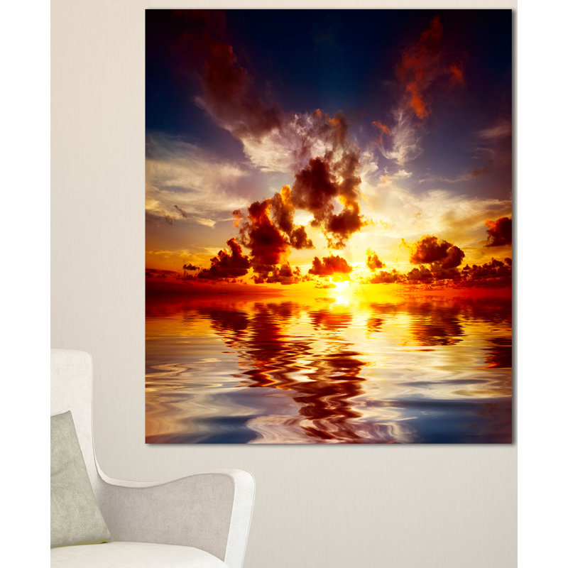 Reproduction de photo sur toile tendue avec une belle impression de ciel aux caraïbes, H 40 po x l 30 po x 1,5 po