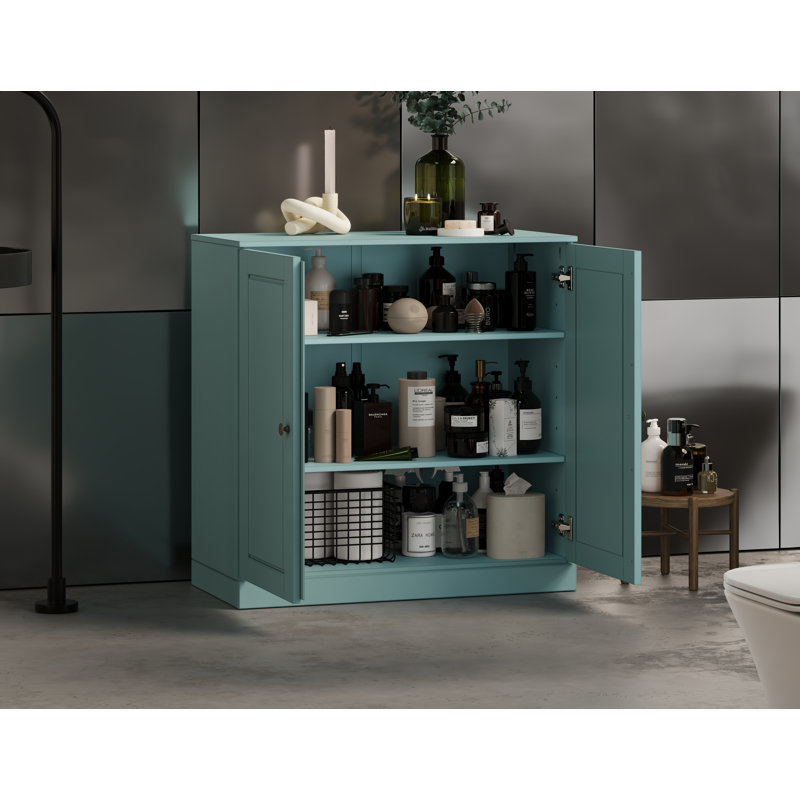 Armoire de salle de bain en bois massif l 32 po Melvous, Bleu turquoise
