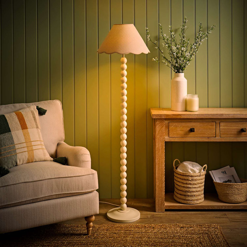 Helgomar 145cm Matte Traditional Floor Lamp, Cream/Beige, Cream