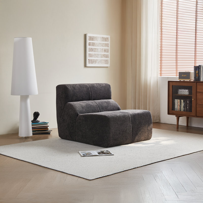 Fauteuil d'appoint, fauteuil sans accoudoirs en velours, Gris