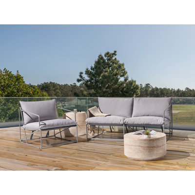Garden Sofa Set 3 Seater Sundos Metal Green