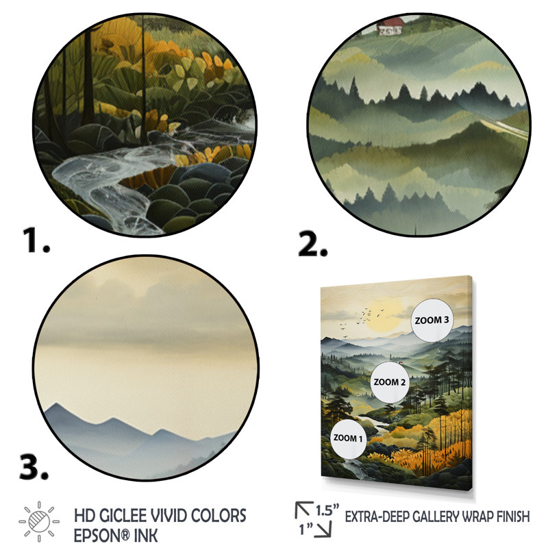 «Balom Countryside Misty Morning Patchwork I», reproduction, Cadre photo noir, H 20 po x l 12 po x P 1 po
