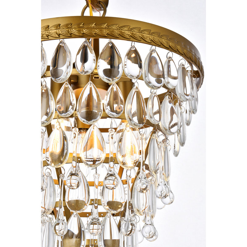 Beno 3 - Light Dimmable Tiered Chandelier, Brass