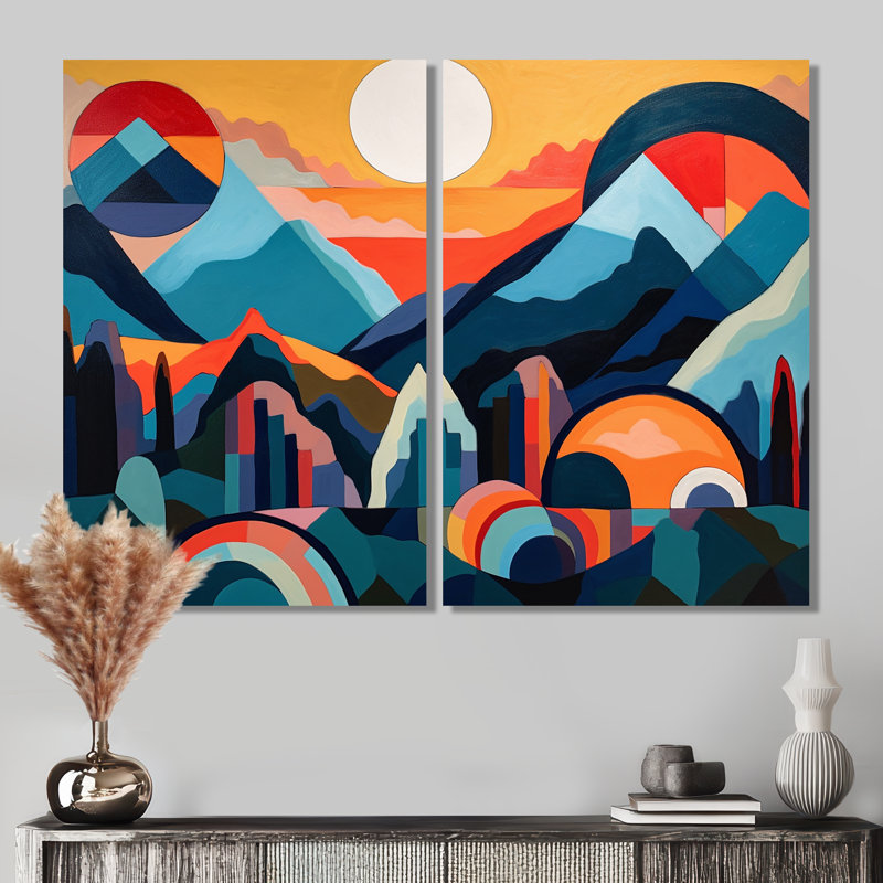 Mid Century Perspectives I - Impression sur toile moderne 2 pièces, H 36 po x l 48 po, Toile tendue, Ne s’applique pas