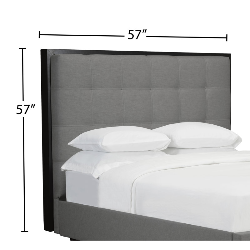 Tête de lit à panneau rembourré Synder, Double, Lin - Gris anthracite