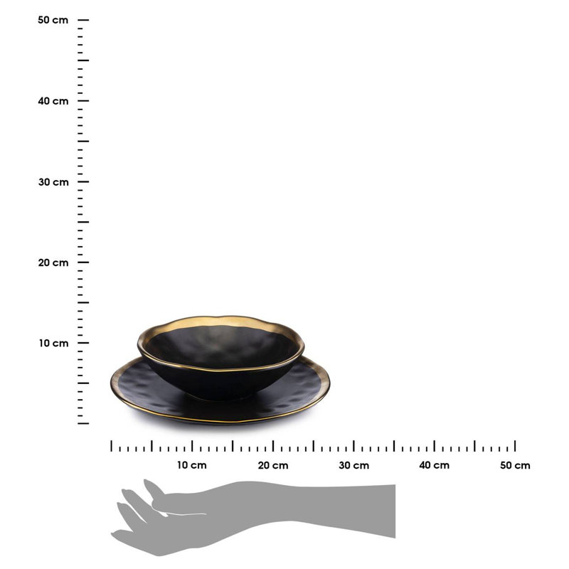 Spirgel Piece Ceramic Dinnerware Set - Service for 4, Black
