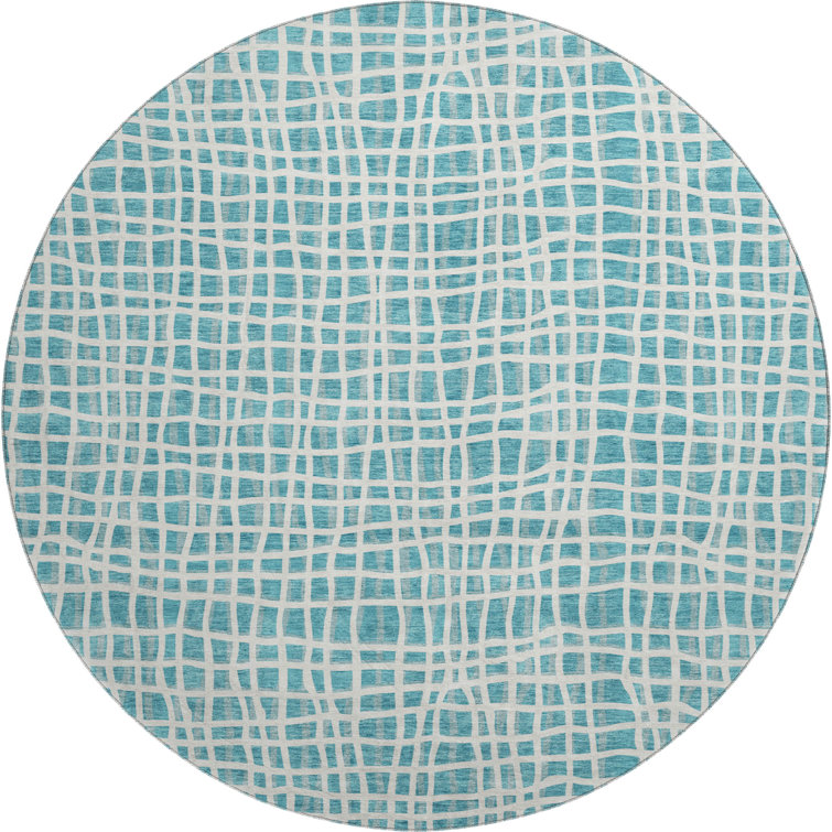 Premium Machine Washable Prisco Teal Rug
