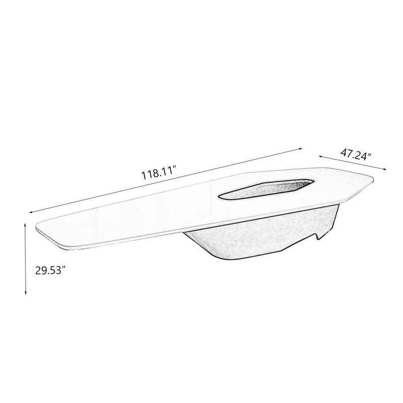Table de conférence hexagonale blanche en bois massif et acier au carbone, H 29,53 po x L 118,11 po x l 47,24 po