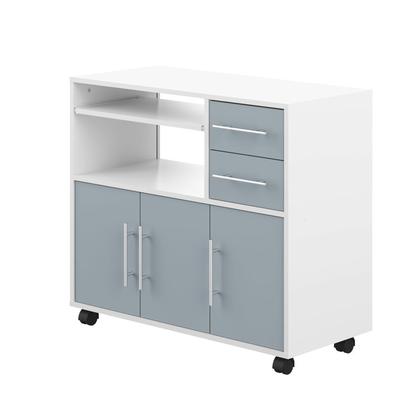 Seyma Wood Kitchen Cart, White/Grey