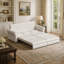 Canapé Chesterfield, canapé-lit gigogne de 93,7 po, canapé-lit convertible 3 en 1 en similicuir avec garniture cloutée et accoudoirs roulés, canapé-lit multifonctionnel pour le salon, la chambre à coucher-1338576358