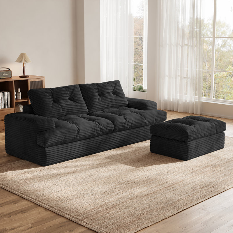 Canapé modulaire avec repose-pieds Boneless, Noir