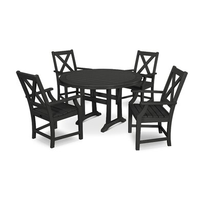 Braxton 5-Piece Nautical Trestle Arm Chair Dining Set -  POLYWOOD®, PWS509-1-BL