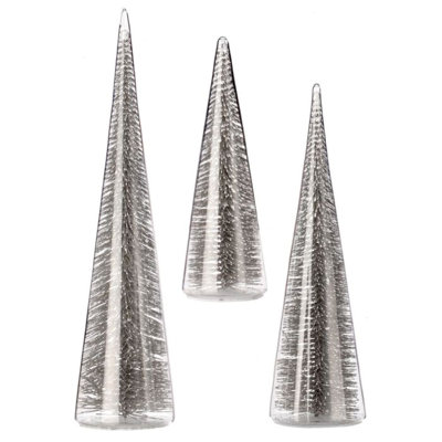Silver-bristle In Glass Tree Set-3 Pcs