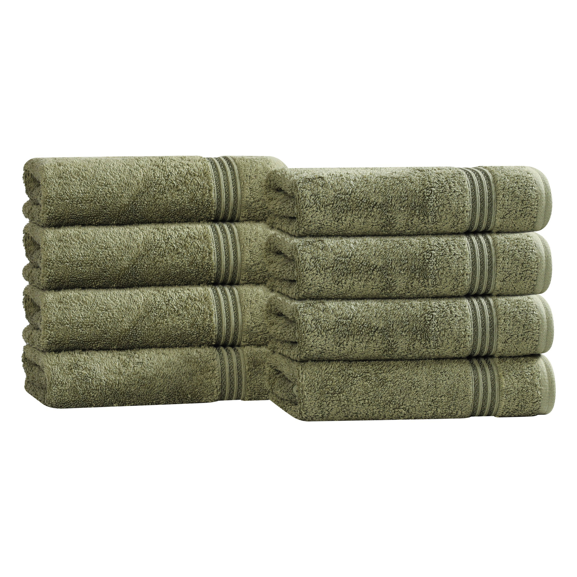 Oleg Egyptian-Quality Cotton Highly Absorbent Medium Weight Hand Towel Set, Forest Green