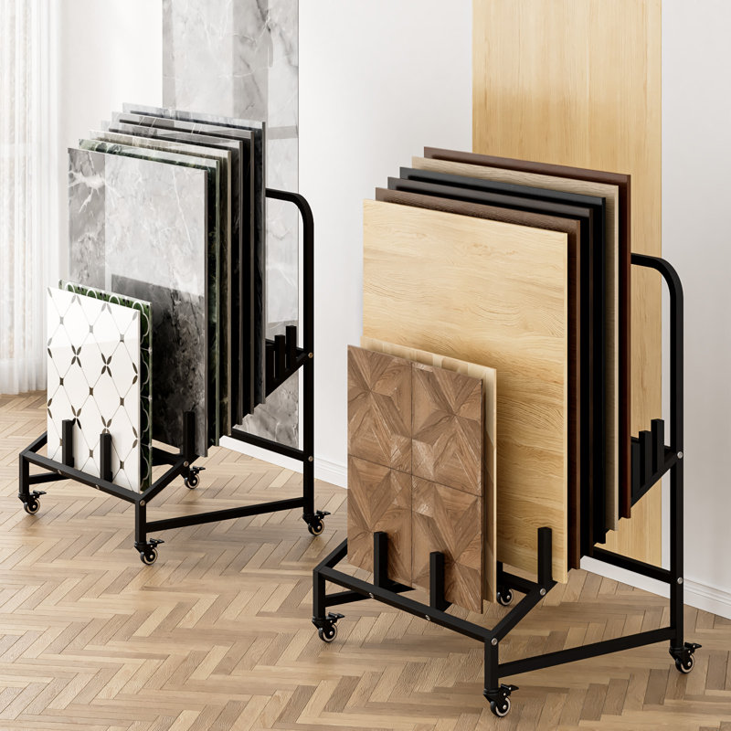 Présentoir à roulettes à largeur réglable avec roues verrouillables, support de rangement multi-usage pour carrelage, plancher, panneaux d'art