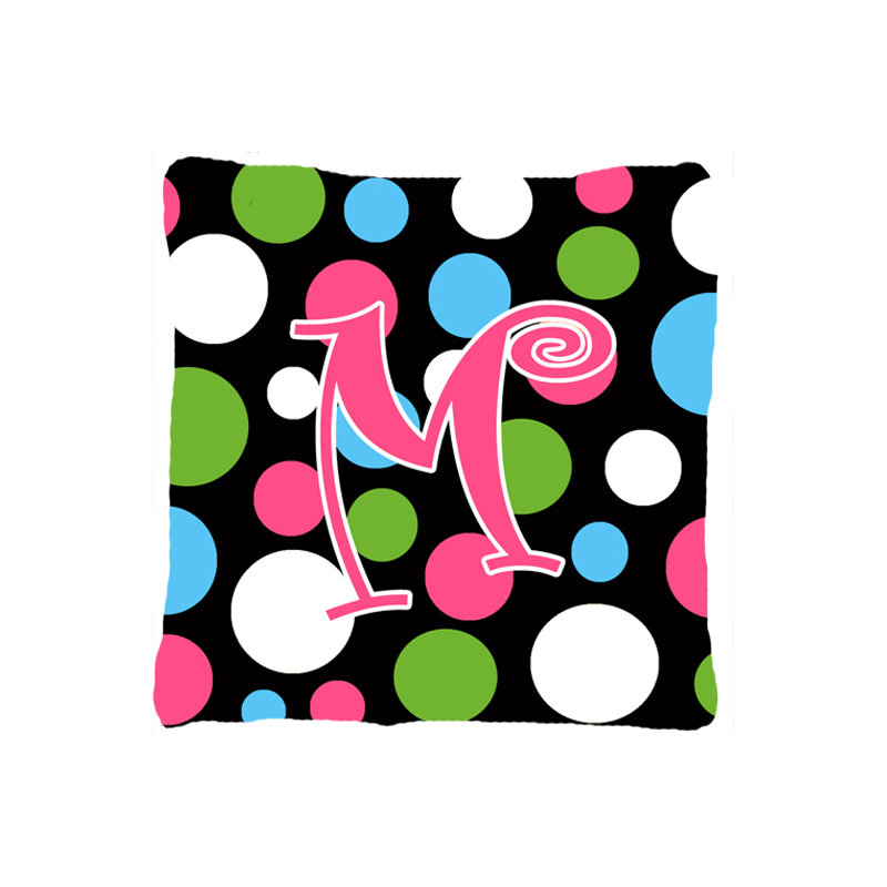 Monogramme Initial Polkadots intérieur/extérieur Throw Pillow, M