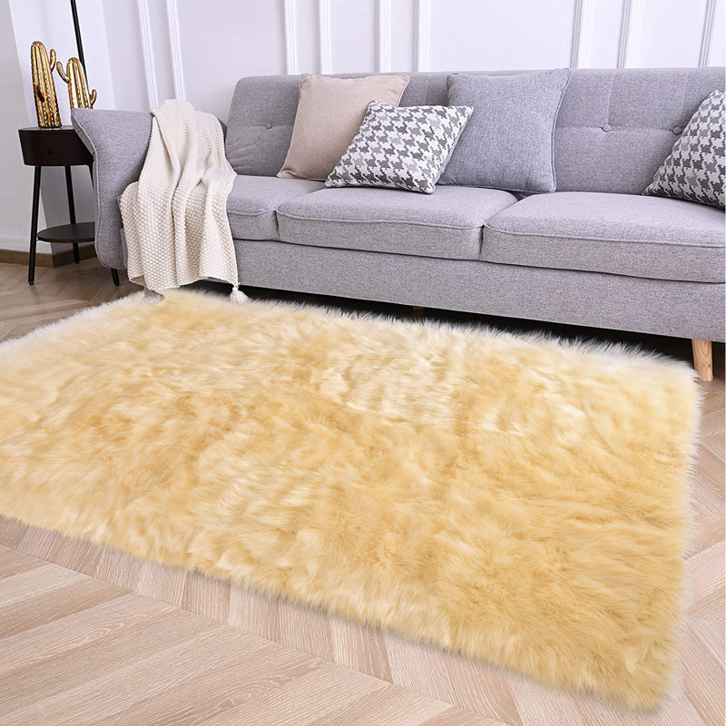 Chastyn Faux Sheepskin Indoor Rug, Runner 2' x 5'