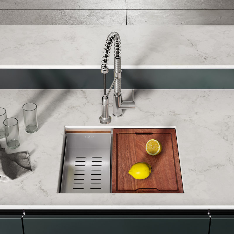 Rivage Basin Undermount Kitchen Workstation Sink, 22 in x 19 in, Single
