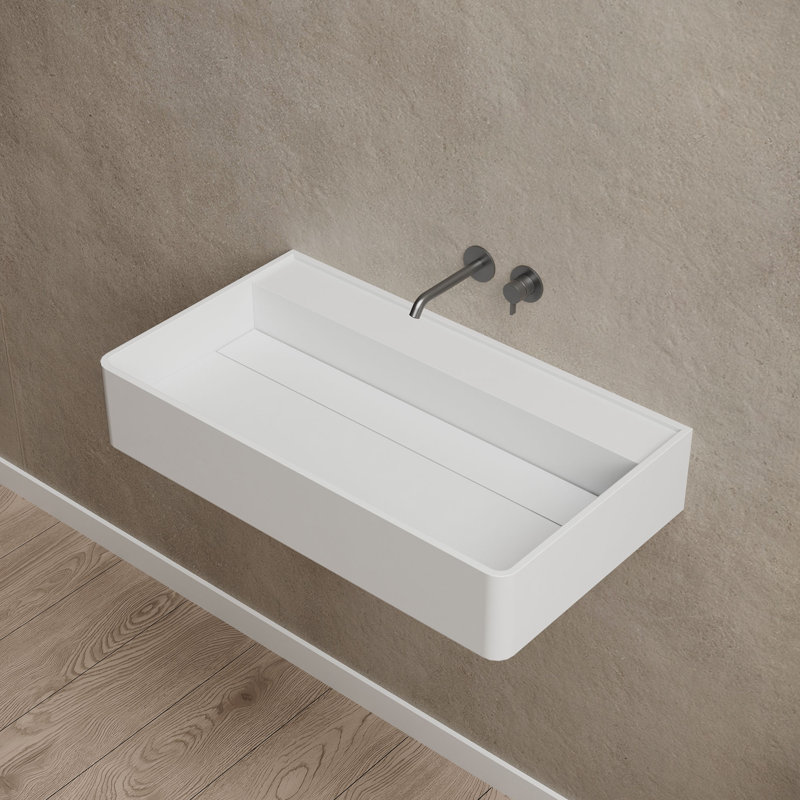 Évier rectangulaire à fixation murale 31,5 po x 18 po Monblari - Blanc mat, L 31,5 po x l 17,72 po x H 5,91 po, Blanc mat