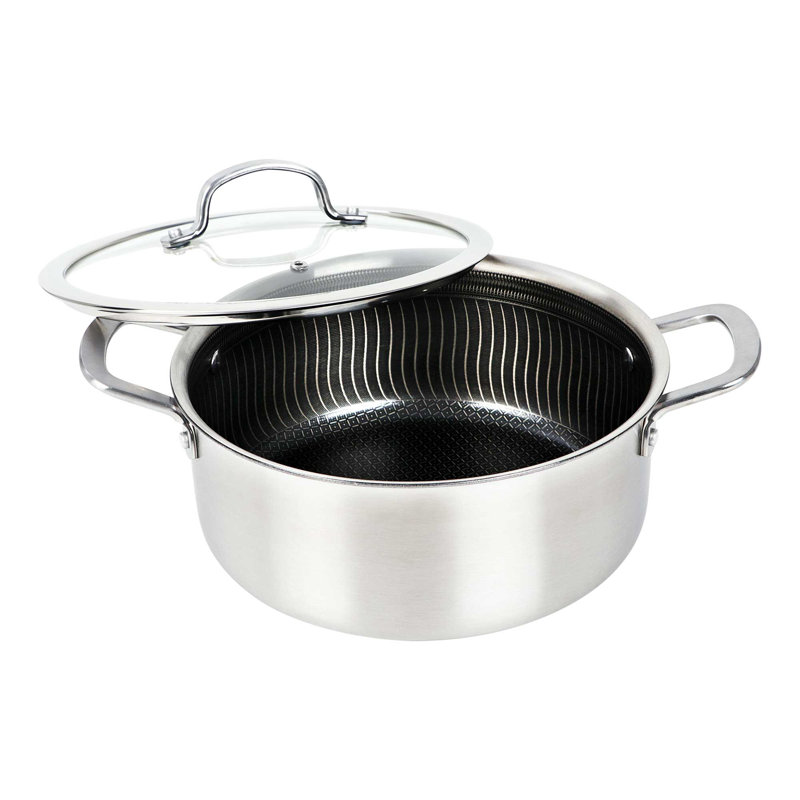 Brentwood® 3-Ply Hybrid Non-Stick Stainless Steel Dutch Oven With Tempered Glass Lid, 5 quarts