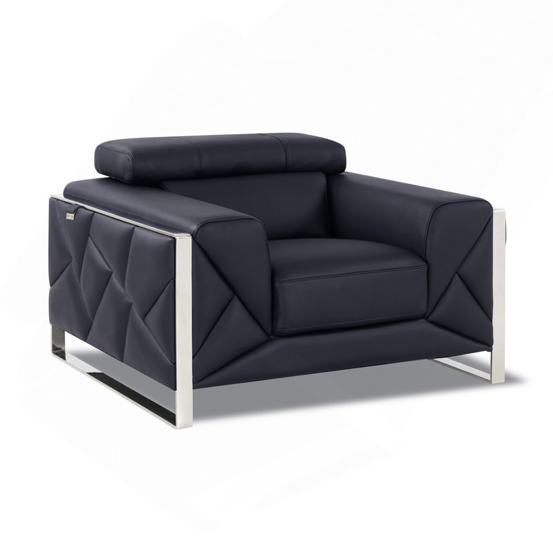 Chaise en cuir fleur, Noir