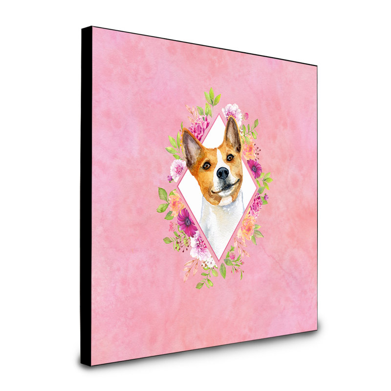Panneau mural Dollman Flowers, Rose, Basenji