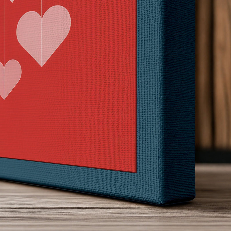 Hanging Hearts Minimalist - Wrapped Canvas, 24x16 - 61.0 x 40.6 cm, Teal Border