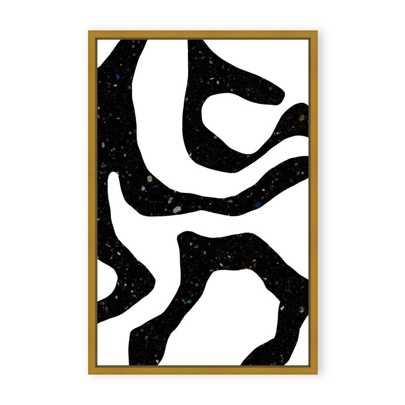 Abstract Black Gems by  - Picture Frame Painting on Paper, 36" H x 24" W x 1.125" D, Black, Framed Print