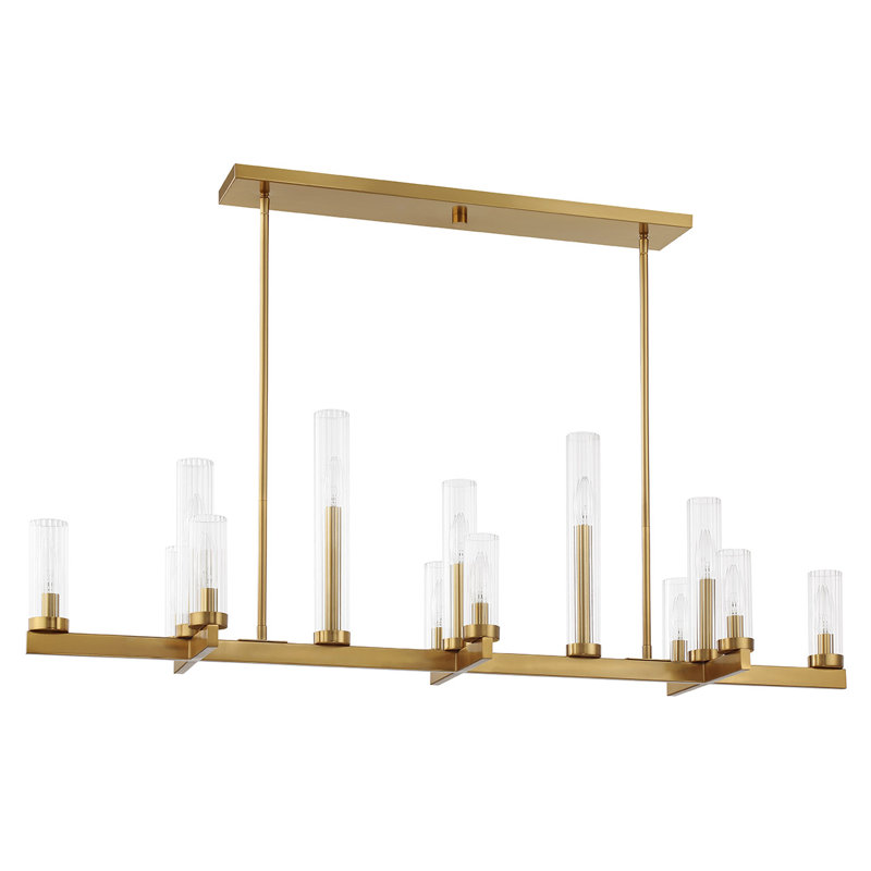 Fedler 13-Light Linear Chandelier in Warm Brass