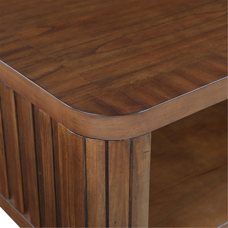 Stylish Rectangular Wood Coffee Table With Open Storage And Solid Wood Legs, Perfect For Living Room Decor And Functionality.