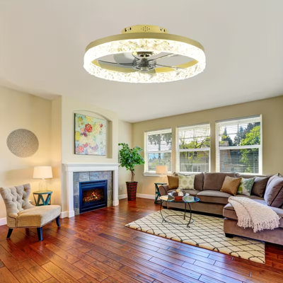 20" Low Profile Ceiling Fans with LED Lights, Flush Mount Modern Ceiling Fan and Remote Control, Stepless Dimmable 3 Colours and 6 Speeds. for Bedroom, Dining Room