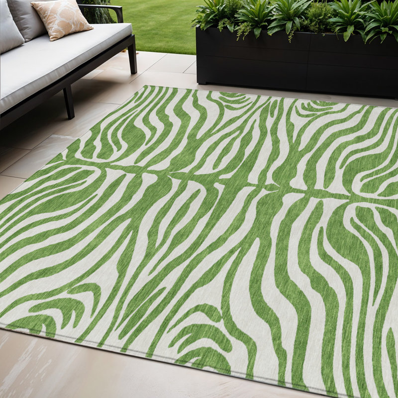 Tapis d'intérieur lavable à motif animal vert 5 pi x 8 pi