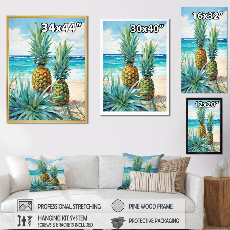 Juice Pineapple Bliss IV - ananas, reproduction sur toile, H 20 po x l 12 po, Cadre flottant noir