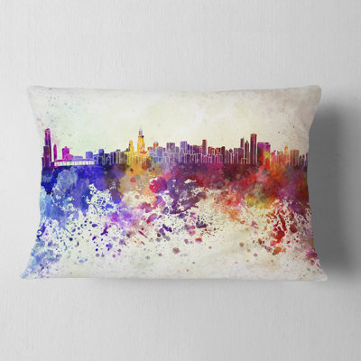 Chicago Skyline - Cityscape Printed Throw Pillow
