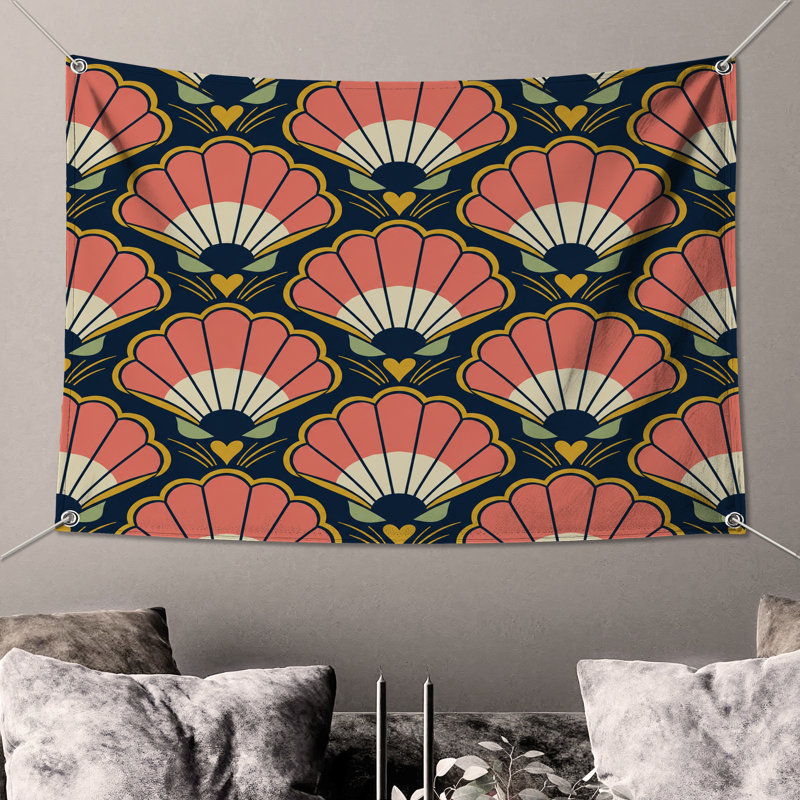 Tapisserie murale Art Deco, 104in H x88 with 4 Grommets