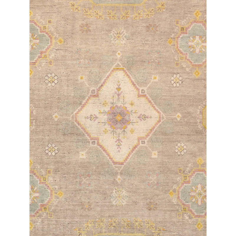 Khotan Camel and Beige Hand-Knotted Wool Silk Area Rug 8' x 10'